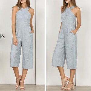 Adelyn Rae "Carissa" Lace Cross-Neck Jumpsuit